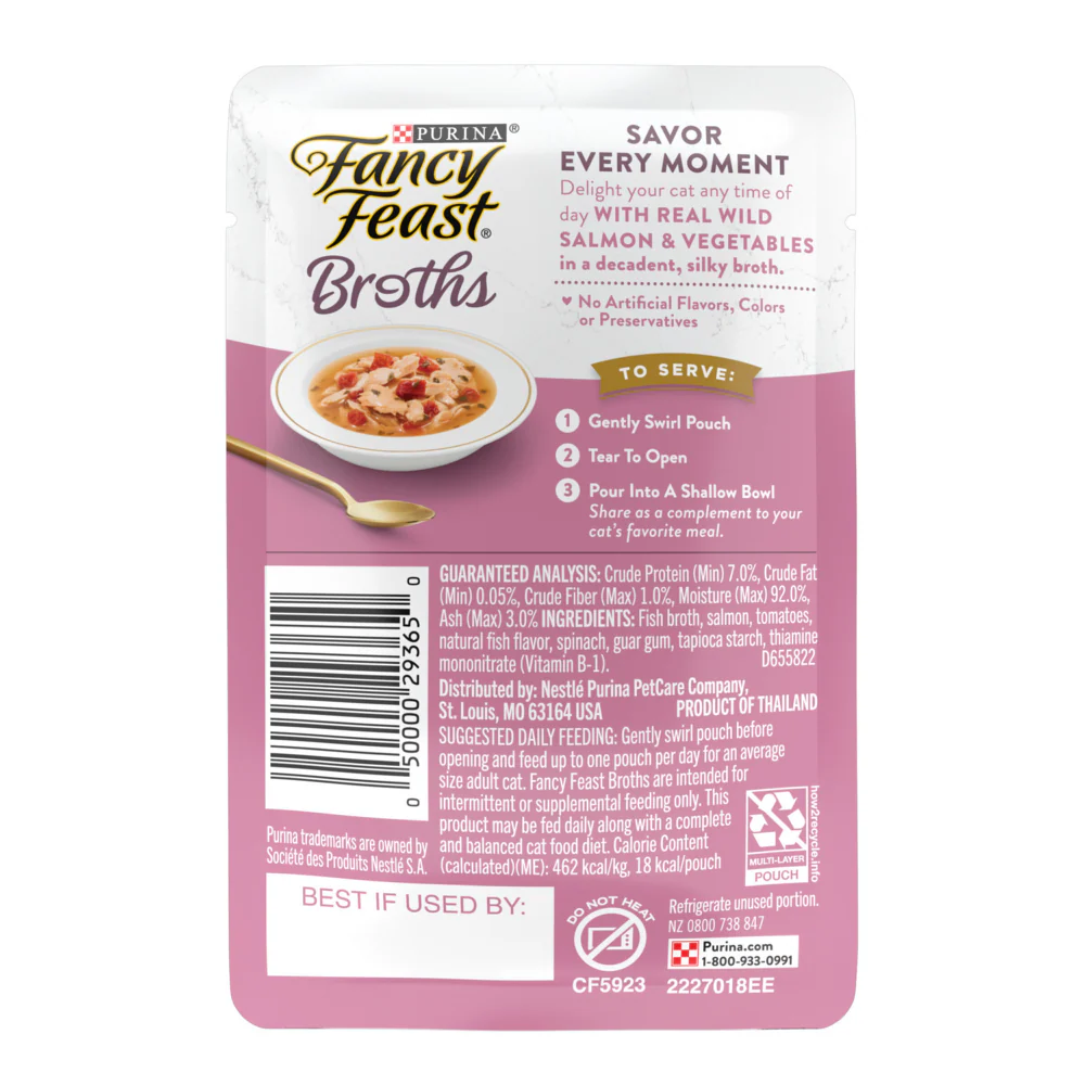 Fancy Feast Classic Broths with Wild Salmon & Vegetables Supplemental Cat Food Pouches - Suhuit