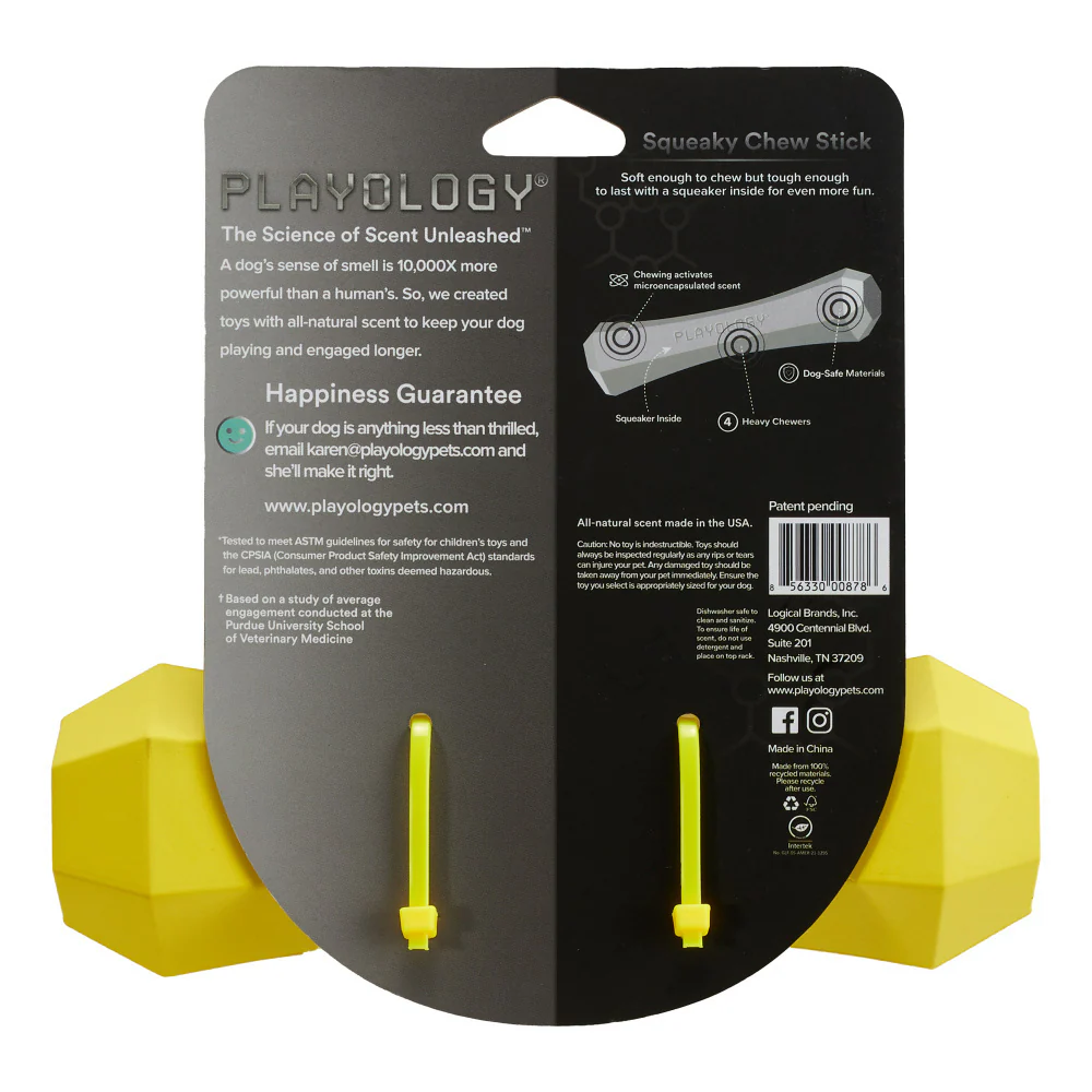 Suhuit Playology Squeaky Chew Stick Chicken Scented Dog Toy - Suhuit