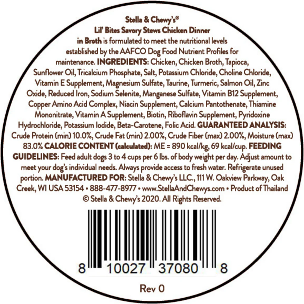 Stella & Chewy's Lil Bites Savory Stews for Small Breeds Chicken Dinner in Broth - Suhuit