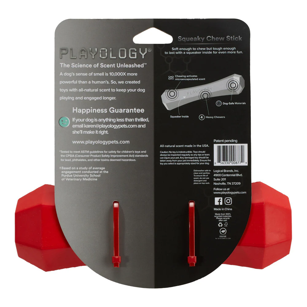 Playology Squeaky Chew Stick Beef Scented Dog Toy - Suhuit