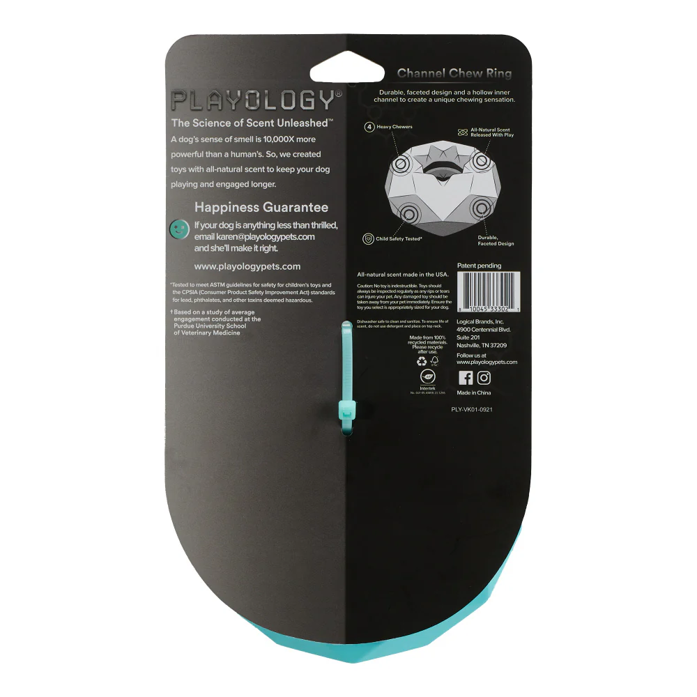 Playology Channel Chew Ring Peanut Butter Scented Dog Toy - Suhuit