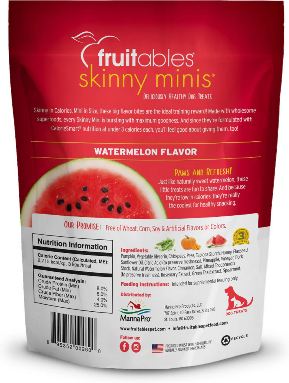 Fruitables Skinny Minis Chewy Watermelon Dog Treats - Suhuit