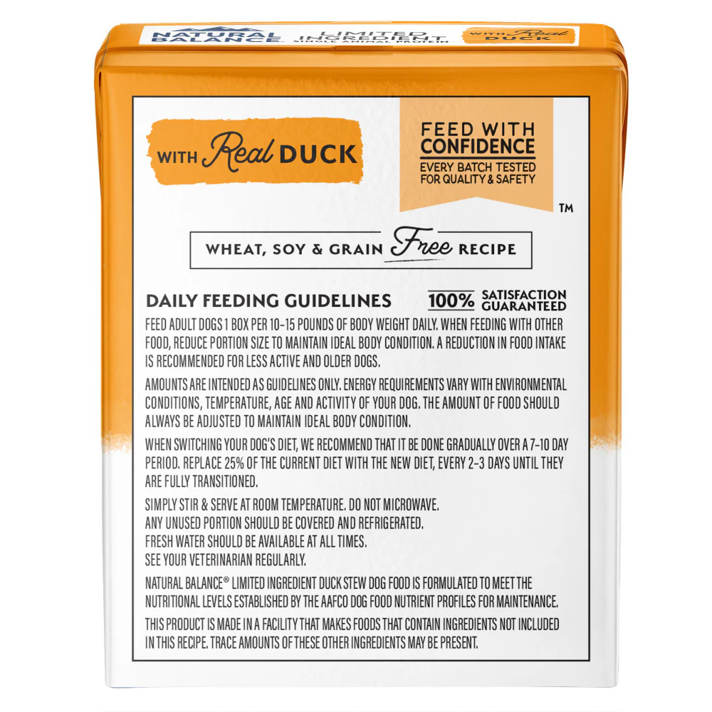 Natural Balance Limited Ingredient Reserve Duck Stew Wet Dod Food - Suhuit