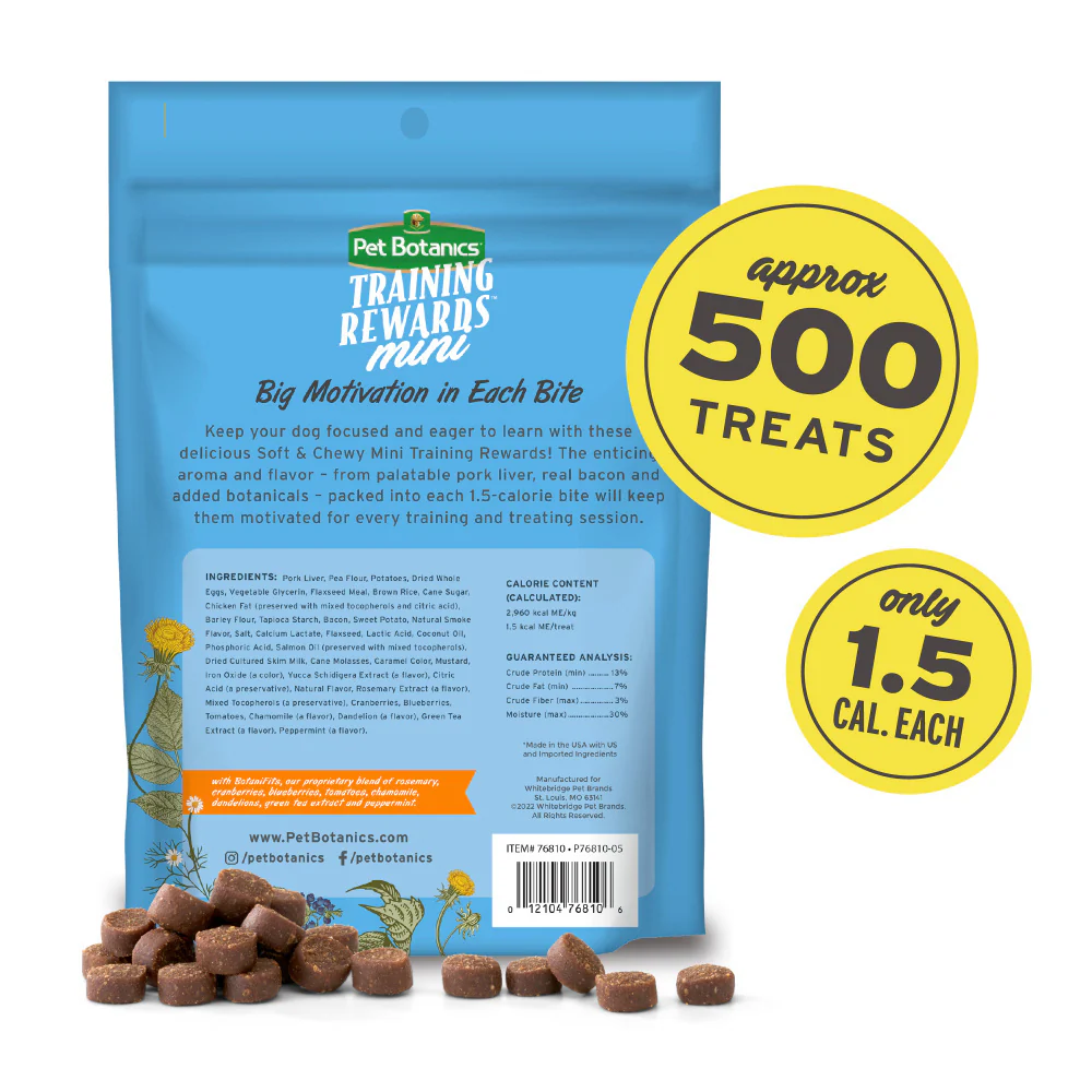 Pet Botanics Training Rewards Mini Soft & Chewy Bacon Dog Treats - Suhuit