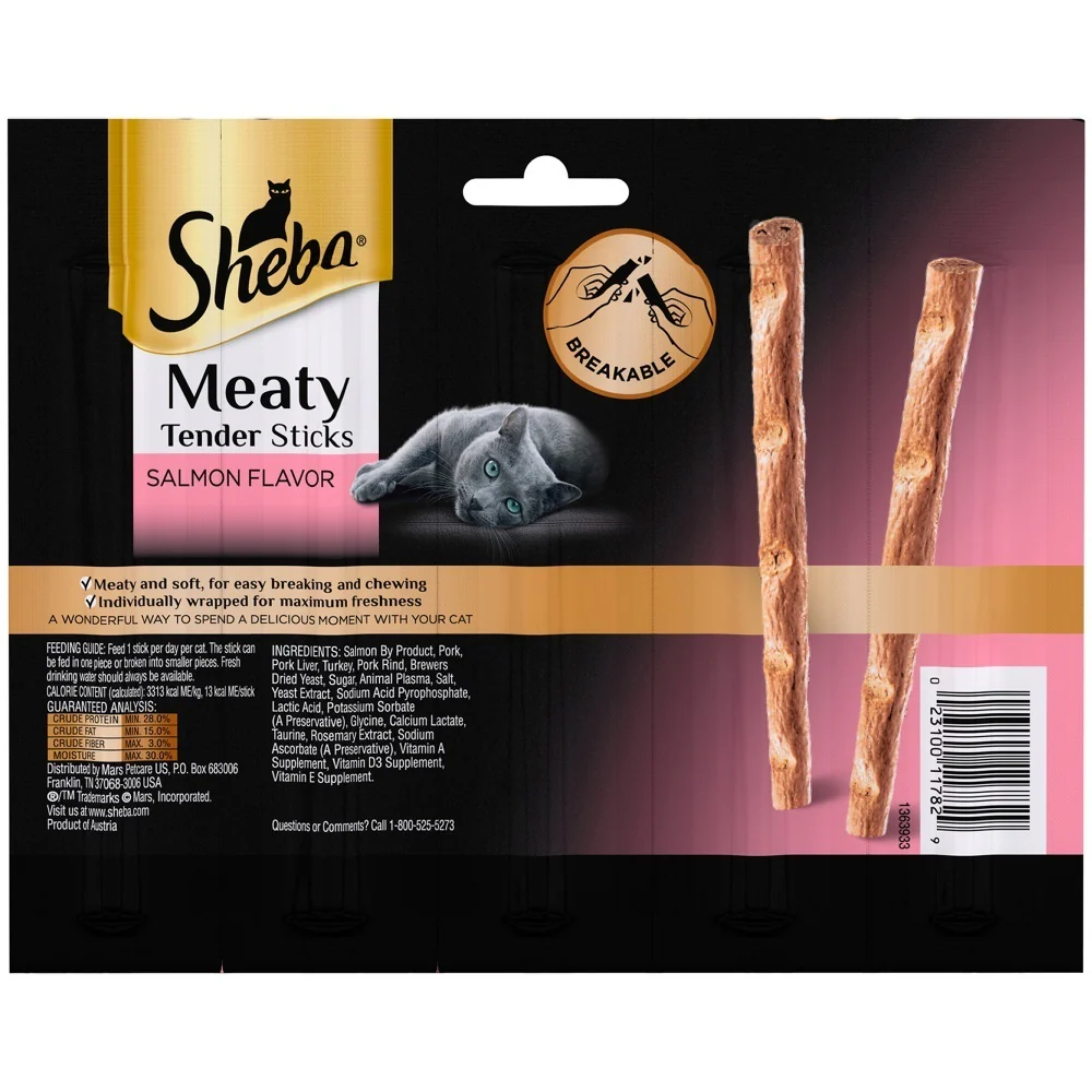 Sheba Grain Free Meaty Tender Sticks with Salmon Cat Treats - Suhuit