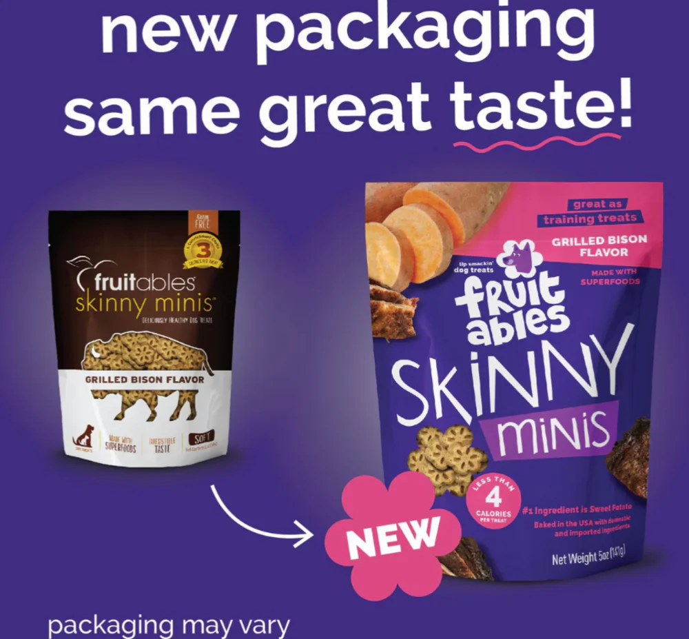 Fruitables Skinny Minis Grilled Bison Flavor Soft & Chewy Dog Treats - Suhuit