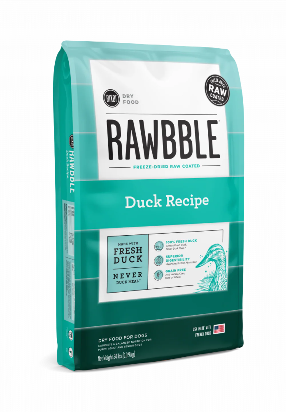 Bixbi Rawbble Kibble Grain Free Duck Dog Food - Suhuit