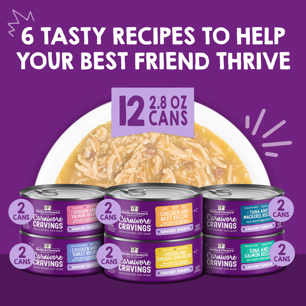 Stella & Chewy's Carnivore Cravings Savory Shreds Variety Pack Canned Cat Food - Suhuit
