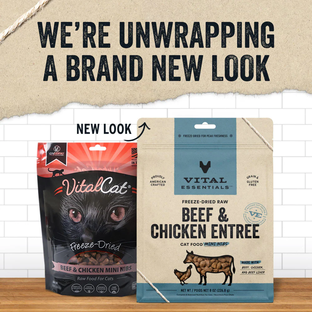 Vital Essentials Freeze Dried Raw Beef & Chicken Entree Cat Food Mini Nibs - Suhuit