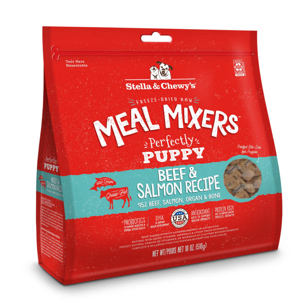 Stella & Chewys Freeze Dried Grain Free Raw Meal Mixers Crafted for Puppies Protein Rich Perfectly Puppy Beef & Salmon Recipe - Suhuit