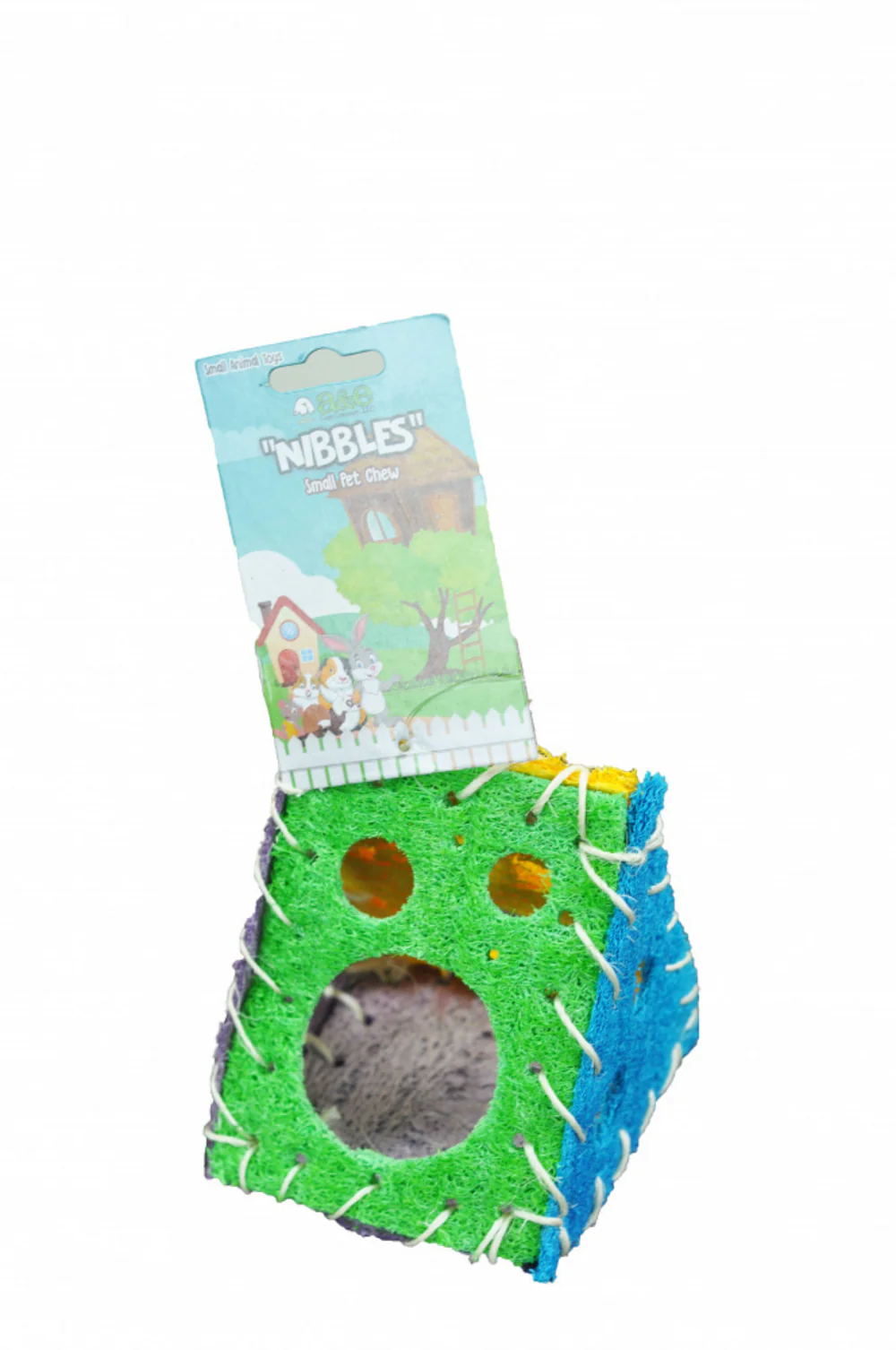 A & E Nibbles Loofah Cheeze House Small Animal Toy - Suhuit