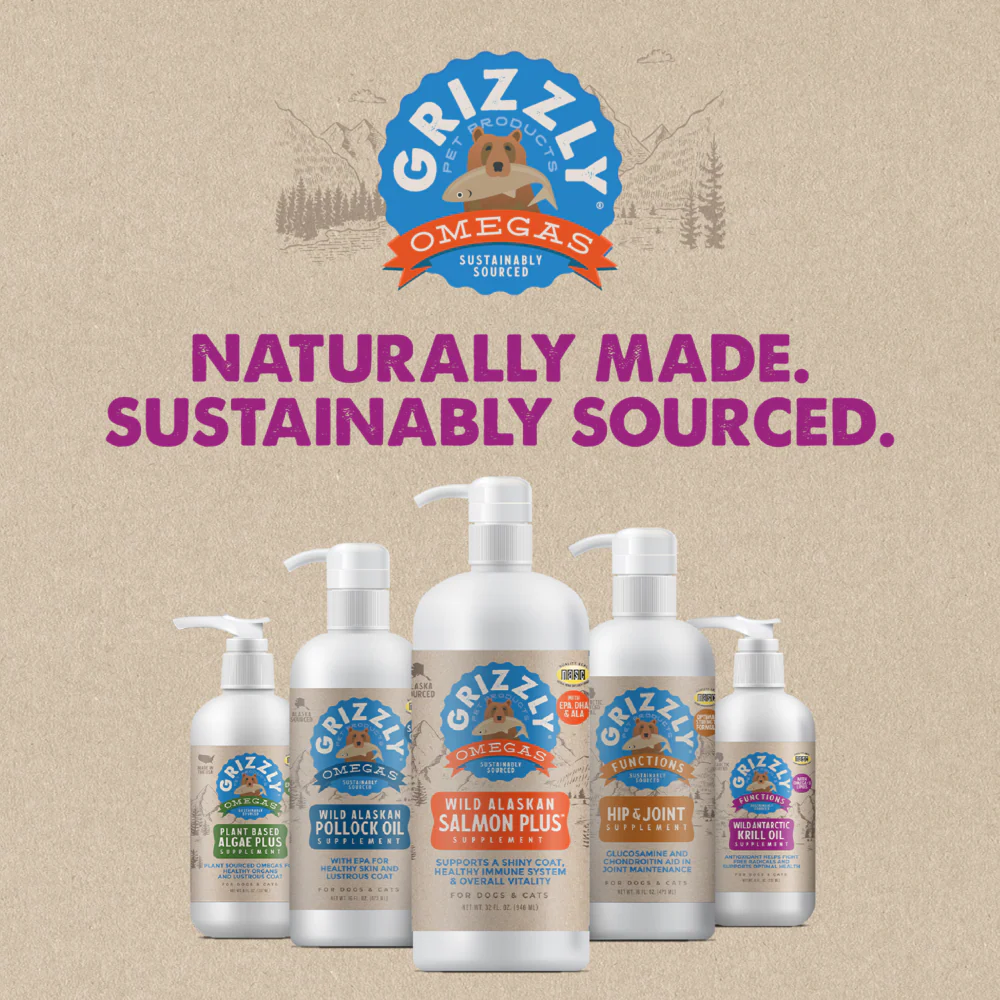Grizzly Krill Oil Liquid Antioxidant Product for Dogs and Cats - Suhuit