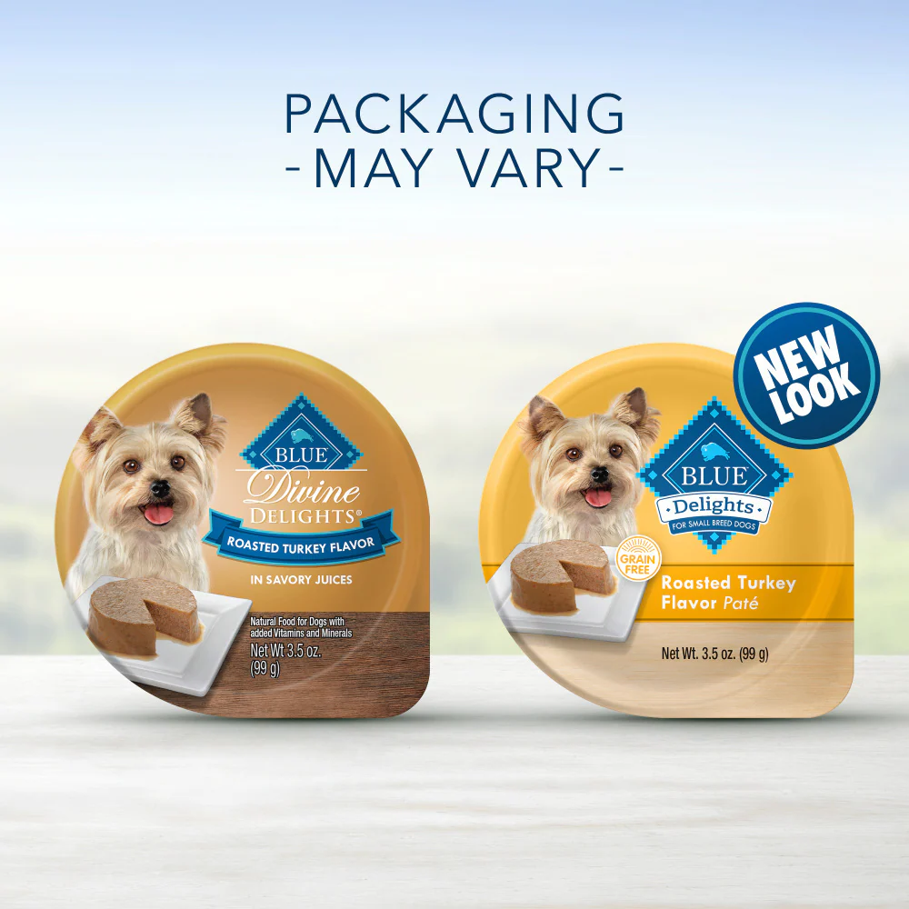 Blue Buffalo Blue Delights for Small Breed Dogs Roasted Turkey Flavor Pate Wet Food - Suhuit