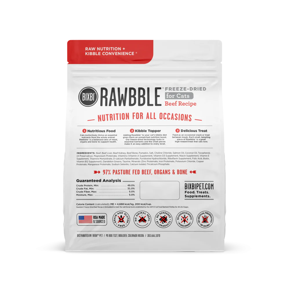 Bixbi Rawbble Beef Freeze Dried for Cats - Suhuit