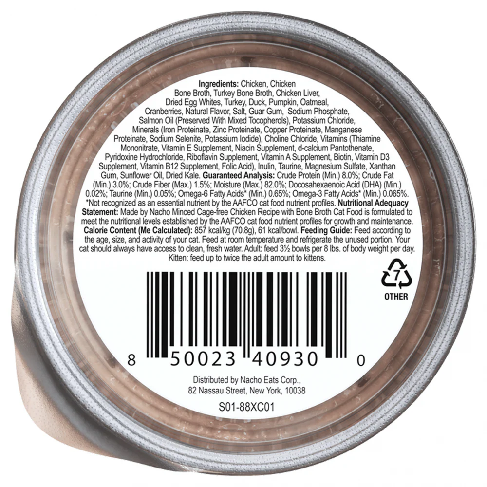 Made By Nacho Minced Cage-Free Chicken Recipe Cat Food With Bone Broth & Prebiotics - Suhuit