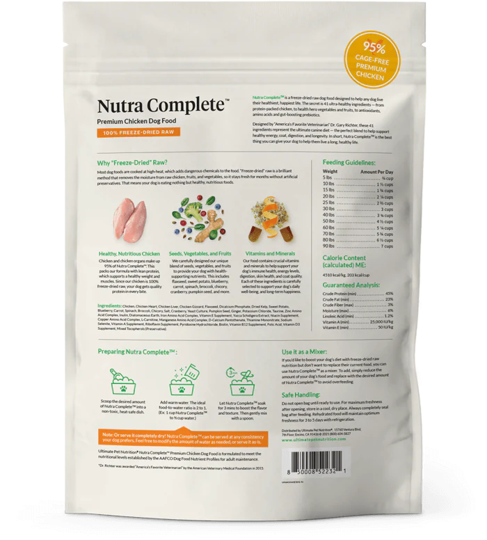 Ultimate Pet Nutrition Freeze Dried Nutra Complete Chicken Dog Food - Suhuit