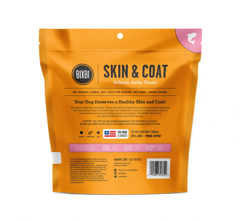 Bixbi Skin & Coat Salmon Jerky Dog Treats - Suhuit