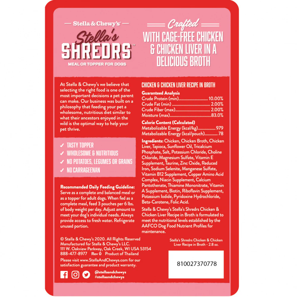 Stella & Chewys Stellas Shredrs Cage Free Chicken and Chicken Liver Recipe in Broth - Suhuit