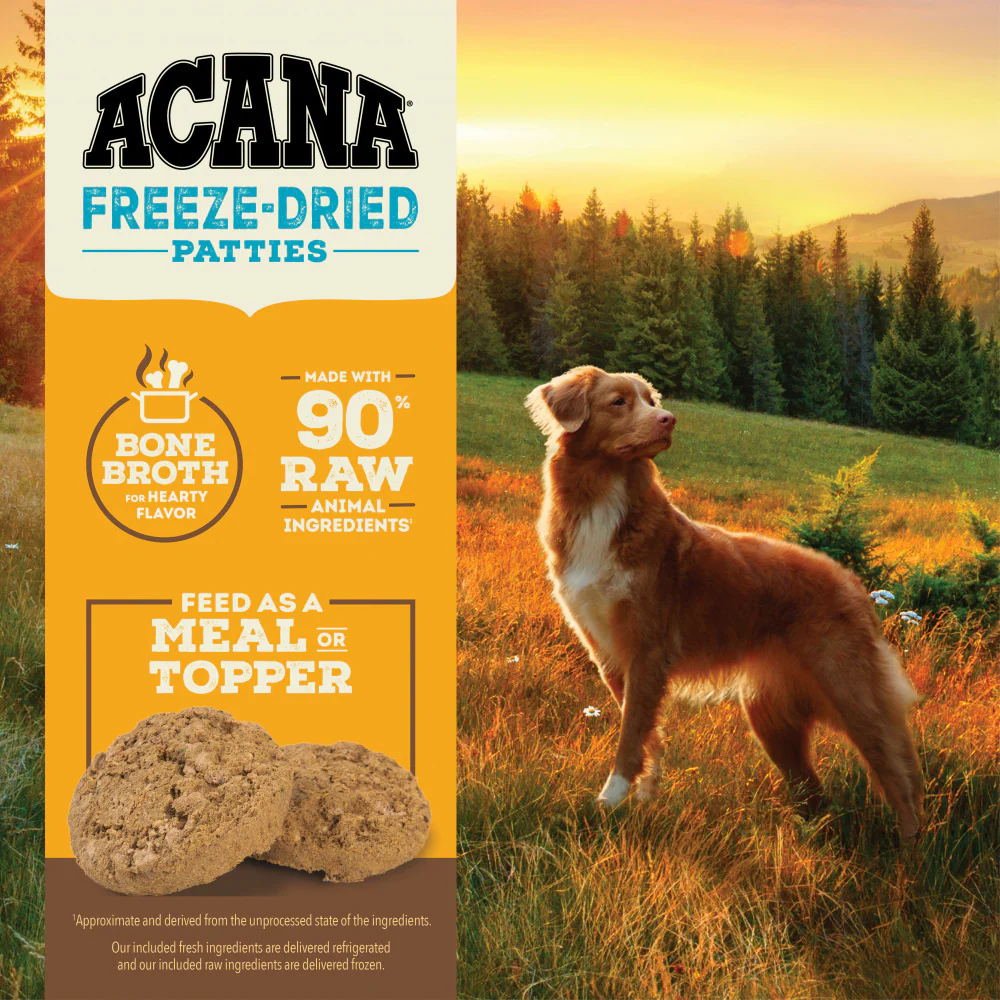 ACANA Freeze Dried Dog Food and Topper Grain Free High Protein Fresh and Raw Animal Ingredients FreeRun Chicken Recipe Patties - Suhuit