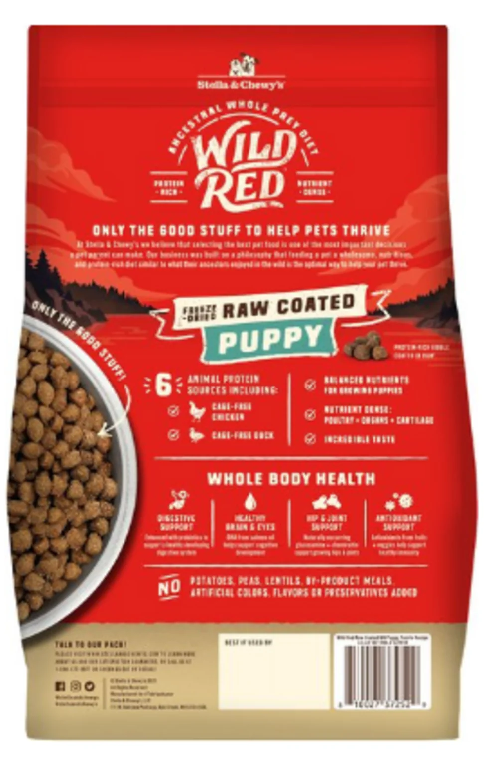 Stella & Chewy's Wild Red Dry Dog Food Raw Coated High Protein Wholesome Grains Puppy Prairie Recipe - Suhuit