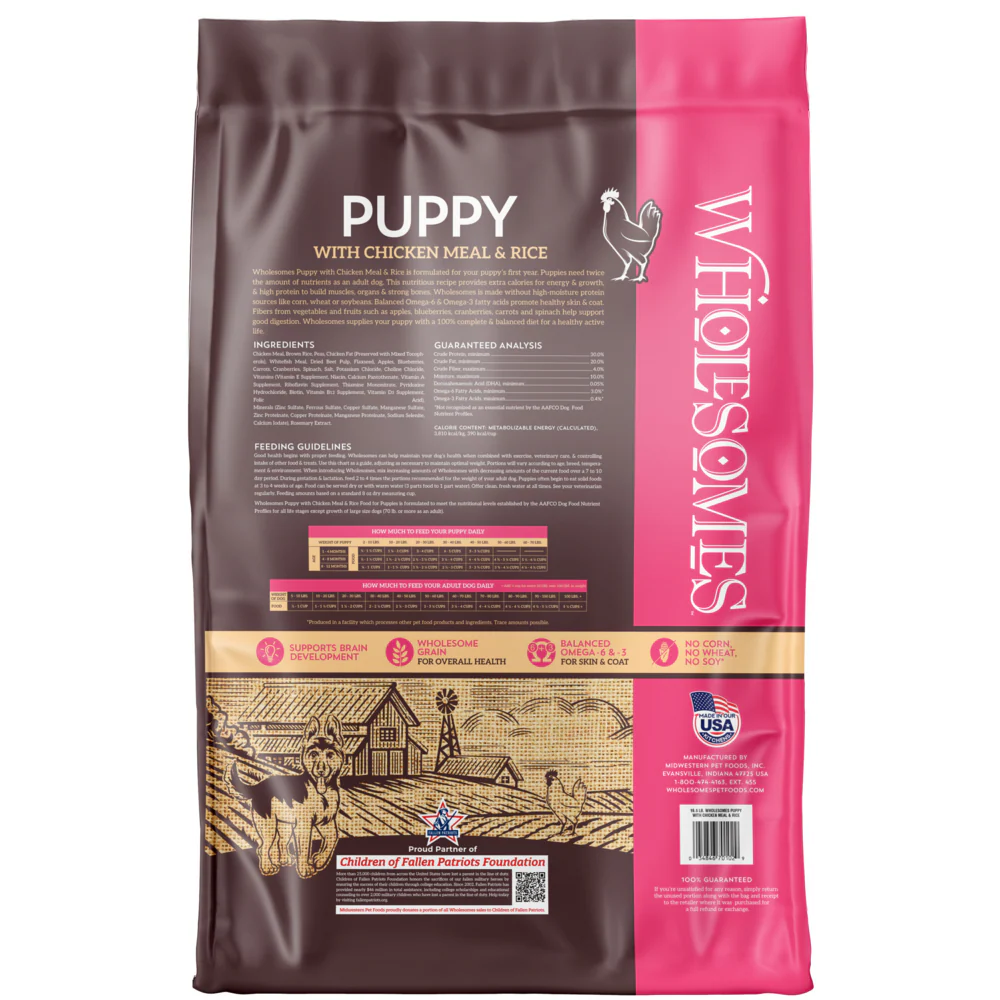 Wholesomes Puppy Chicken Meal & Rice Dry Dog Food - Suhuit