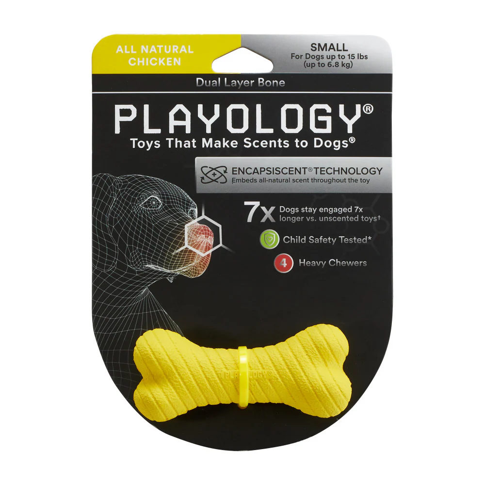 Playology Dual Layer Bone Chicken Scented Dog Toy - Suhuit