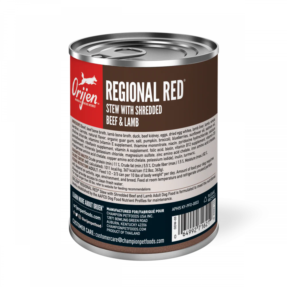 ORIJEN Real Meat Shreds, Grain-free, Regional Stew,  Premium Wet Dog Food - Suhuit