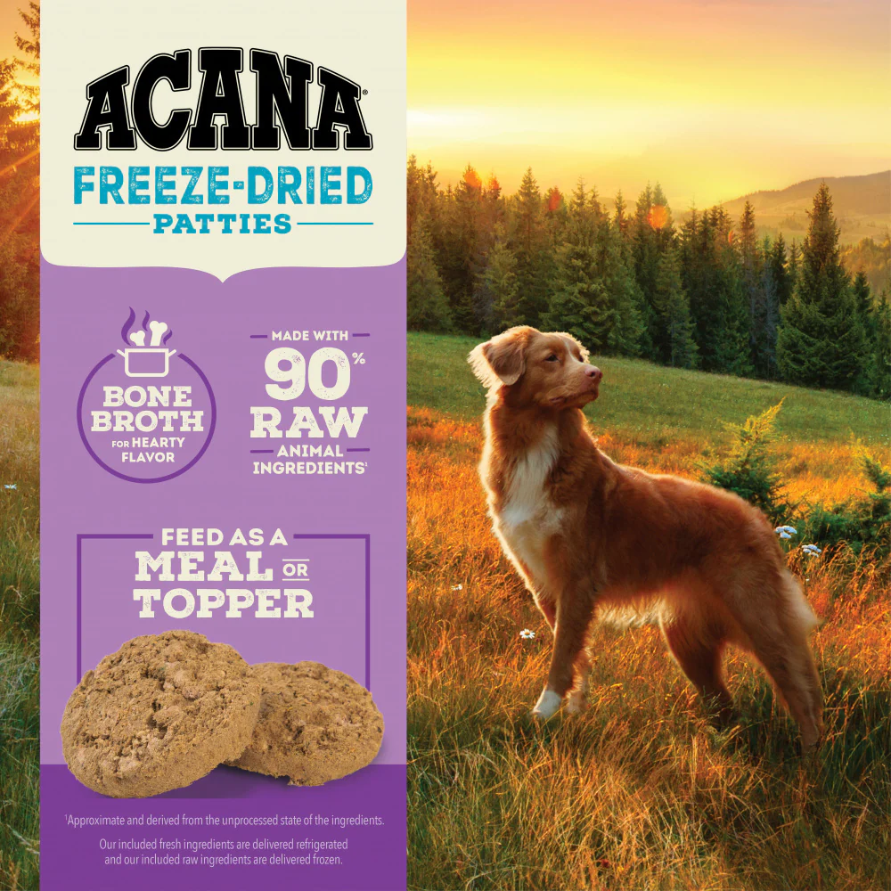 ACANA Freeze Dried Dog Food and Topper Grain Free High Protein Fresh and Raw Animal Ingredients Duck Recipe Patties - Suhuit
