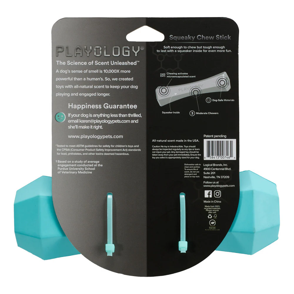 Playology Squeaky Chew Stick Peanut Butter Scented Dog Toy - Suhuit