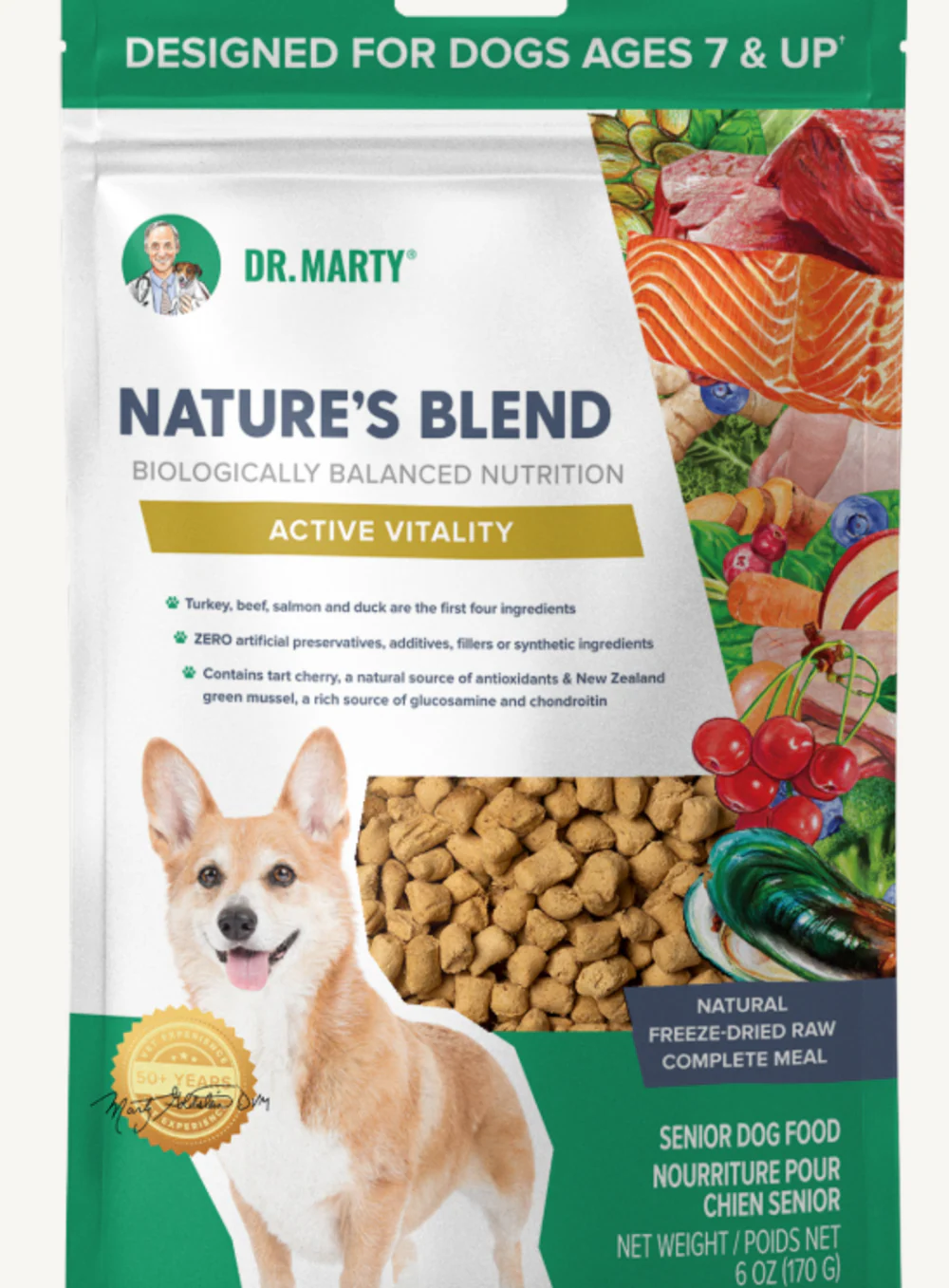 Dr. Marty Nature's Blend for Active Vitality Seniors Freeze Dried Raw Dog Food - Suhuit