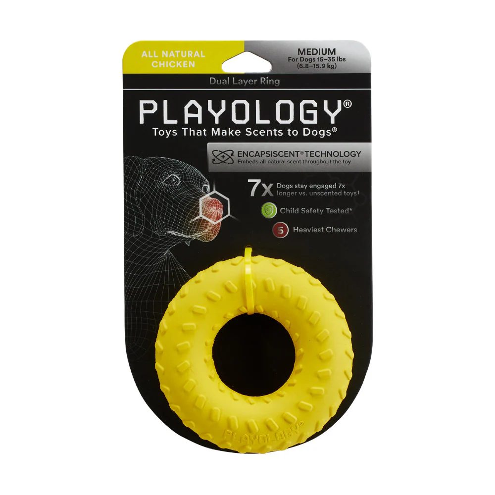 Playology Dual Layer Ring Chicken Scented Dog Toy - Suhuit