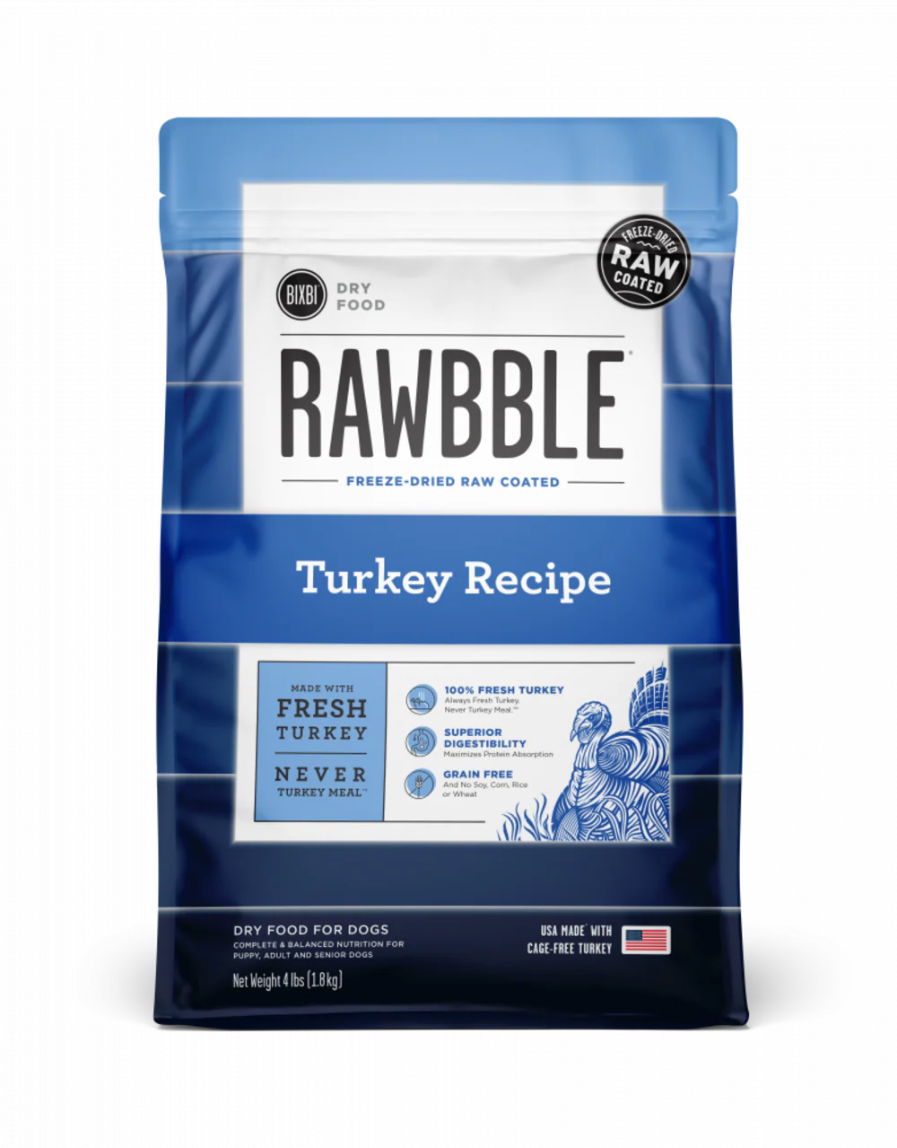 Bixbi Rawbble Kibble Grain Free Turkey Dog Food - Suhuit