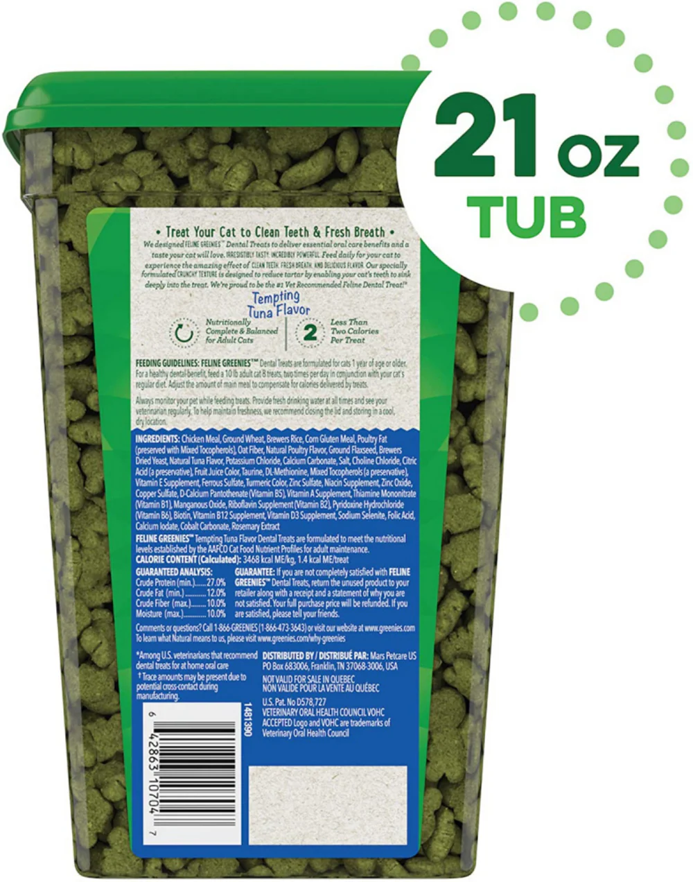 Greenies Feline Dental Tempting Tuna Flavor Cat Treats - Suhuit