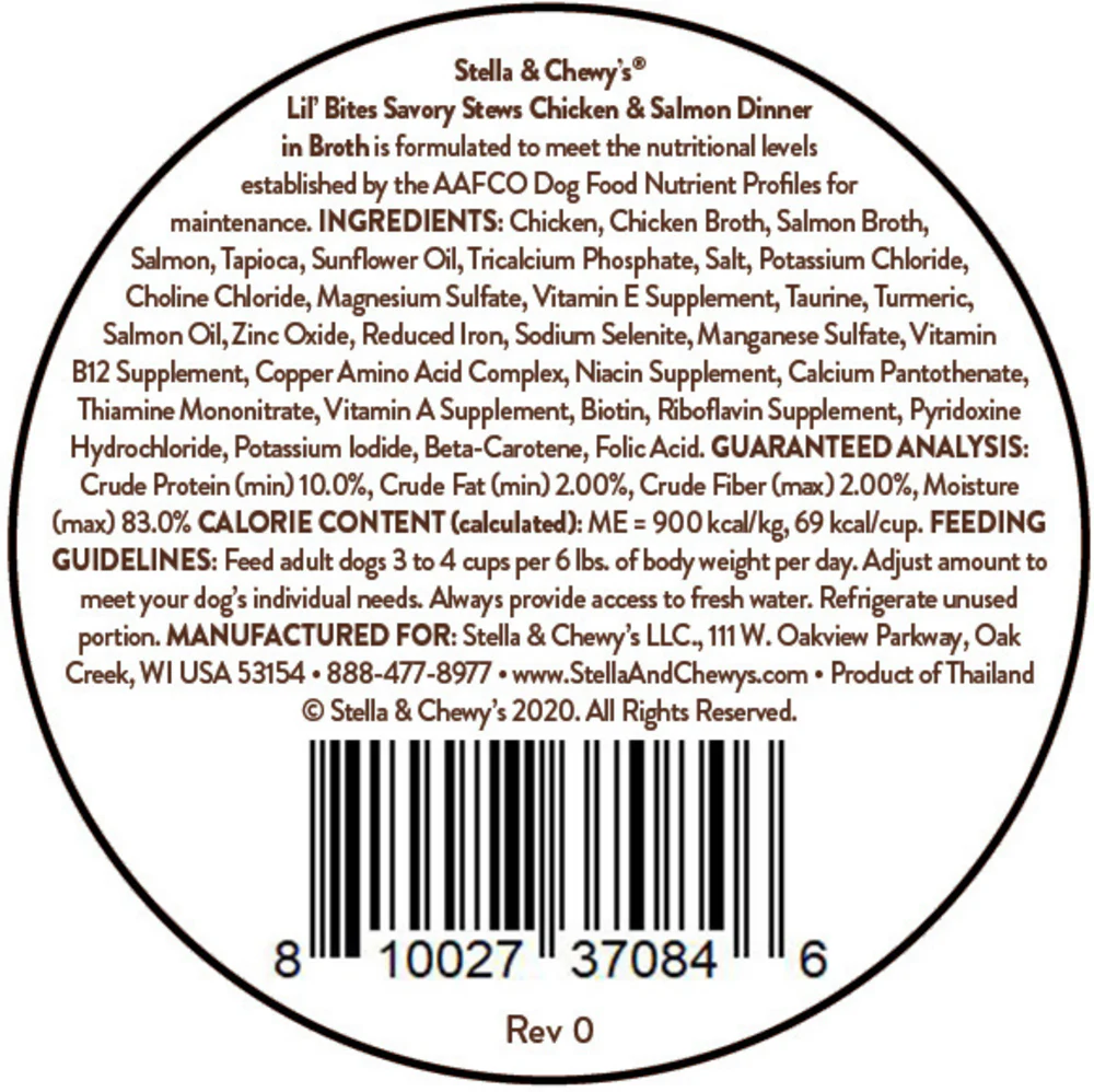 Stella & Chewy's Lil Bites Savory Stews for Small Breeds Chicken & Salmon Dinner in Broth - Suhuit