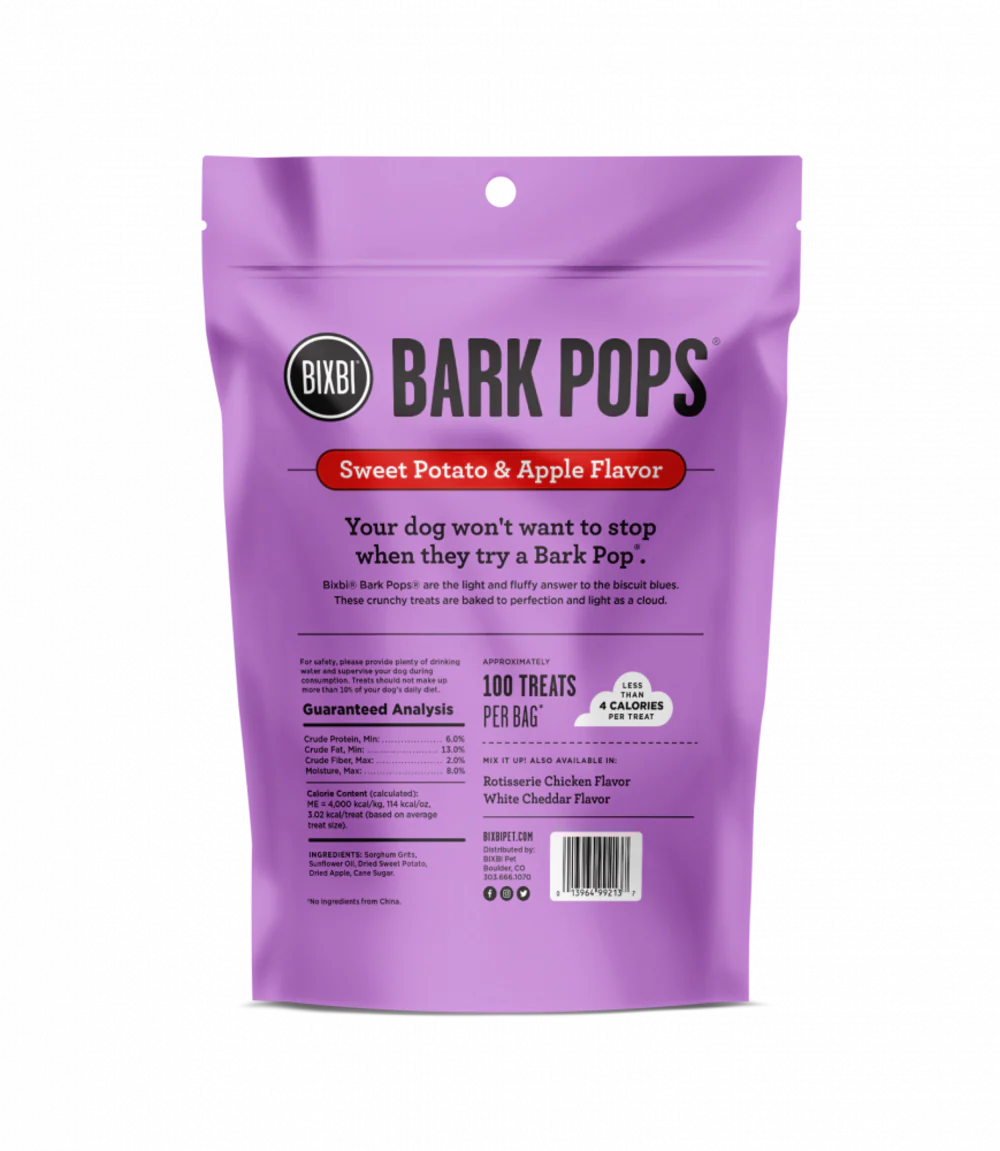 BIXBI Bark Pops Sweet Potato and Apple Dog Treats - Suhuit