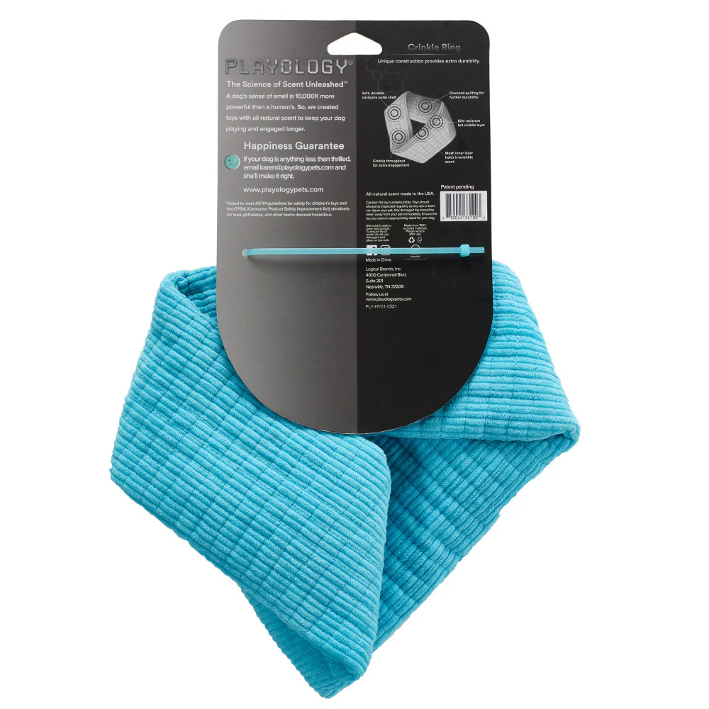 Playology Plush Crinkle Ring Peanut Butter Scented Dog Toy - Suhuit