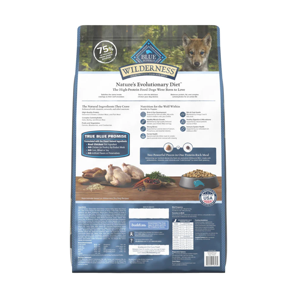 Blue Buffalo Wilderness High Protein Natural Chicken Puppy Dry Dog Food - Suhuit
