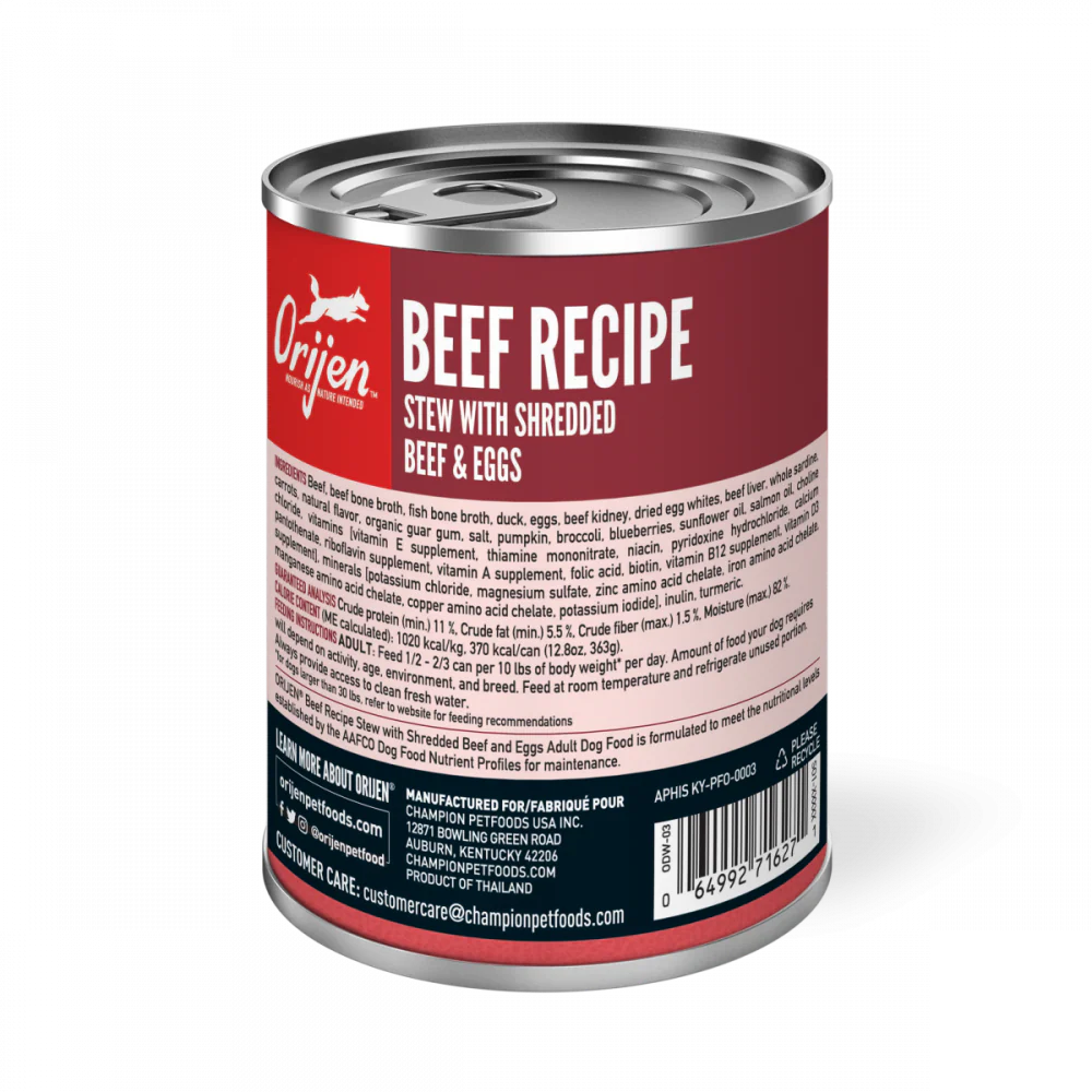 ORIJEN Beef Recipe Stew with Shredded Beef and Eggs Grain Free Dog Food - Suhuit