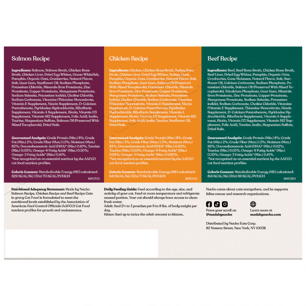 Made By Nacho Cuts In Gravy With Bone Broth Wet Cat Food Variety - Suhuit