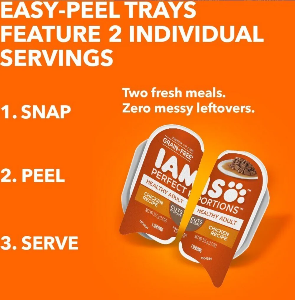 Iams Perfect Portions Healthy Kitten Chicken Pate Wet Cat Food Tray - Suhuit