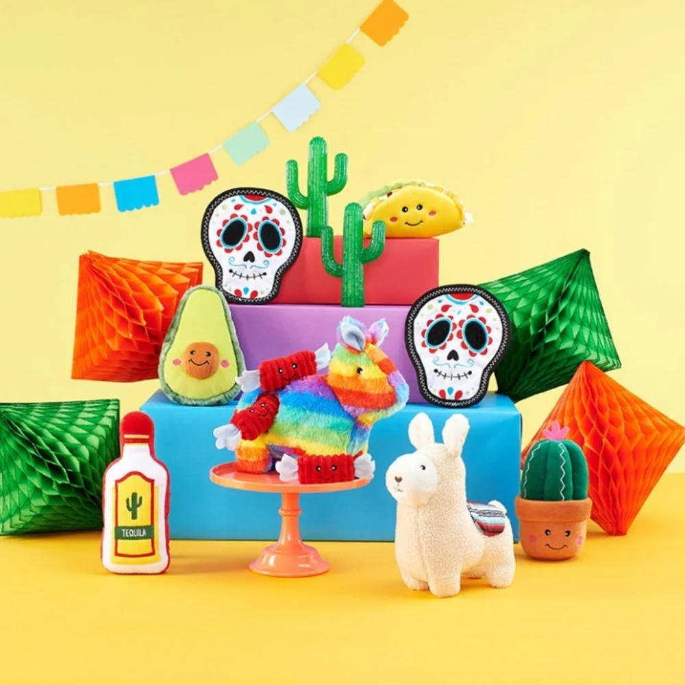 ZippyPaws Z-Stitch Santiago the Sugar Skull Plush Dog Toy - Suhuit