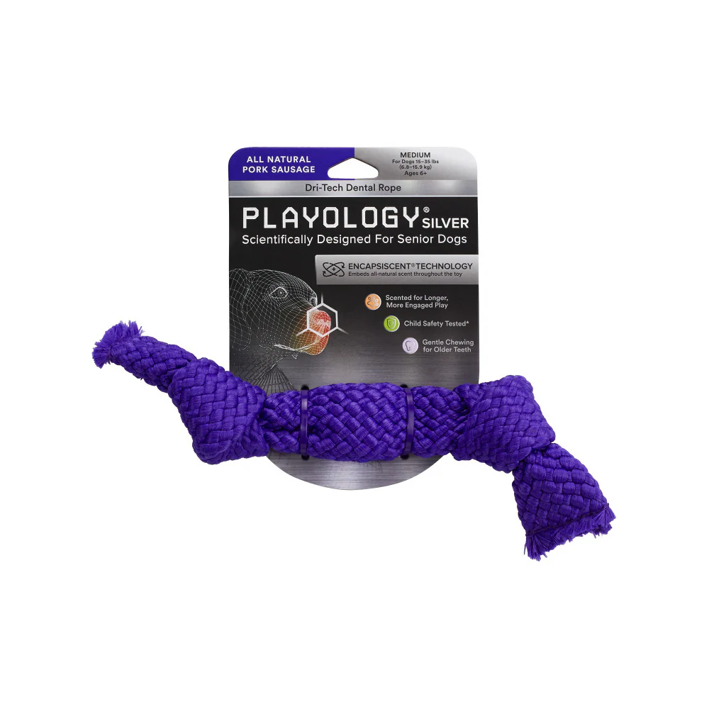 Playology Dri-Tech Dental Rope Pork Sausage Scented Dog Toy - Suhuit
